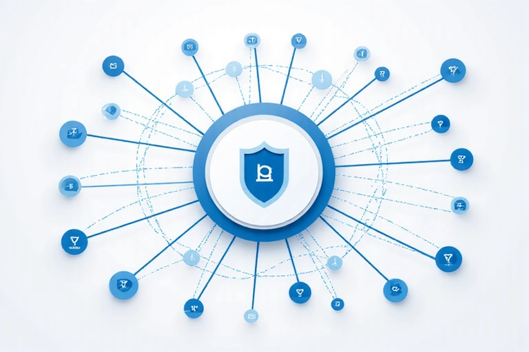 Data flow visualization showing secure connections
