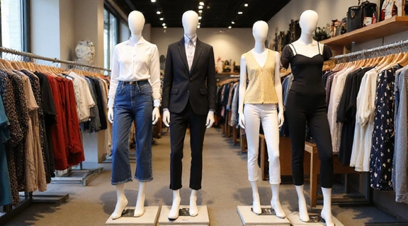 Fashion clothing on display