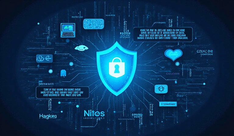 Illustration of cybersecurity threats, network security